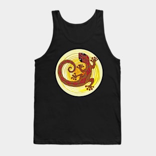 Gold Gecko Lizard in a Sun Spiral Tank Top